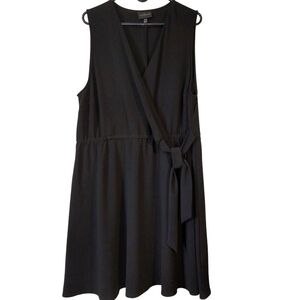 Lane Bryant Faux Wrap Black Midi Dress  18-20 EUC Capsule Wardrobe LBD